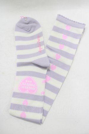 画像: Angelic Pretty / Sprinkle Heartボーダーオーバーニー  ラベンダー H-25-08-20-030-AP-ZA-NS-ZH