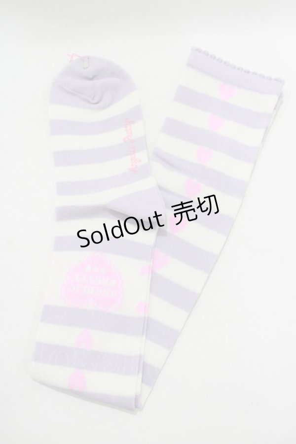 画像1: Angelic Pretty / Sprinkle Heartボーダーオーバーニー  ラベンダー H-25-08-20-030-AP-ZA-NS-ZH (1)