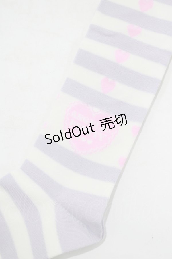 画像2: Angelic Pretty / Sprinkle Heartボーダーオーバーニー  ラベンダー H-25-08-20-030-AP-ZA-NS-ZH (2)