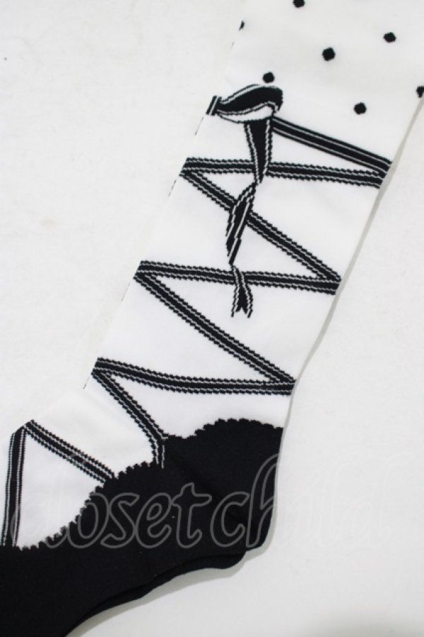 画像2: Angelic Pretty / トゥシューズ風オーバーニー  オフ/ブラック H-25-08-20-031-AP-ZA-NS-ZH (2)