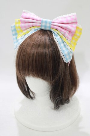 画像: Angelic Pretty / ギンガム配色リボンカチューシャ  ピンク/イエロー/サックス H-25-08-20-047-AP-AC-NS-ZH