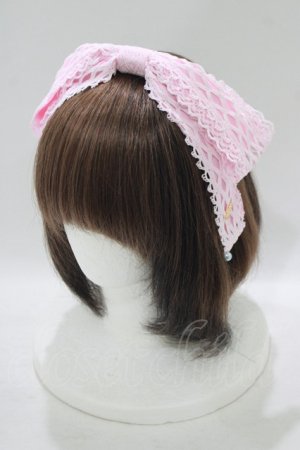 画像: Angelic Pretty / Sweetトーションリボンカチューシャ  ピンク H-25-08-20-049-AP-AC-NS-ZH