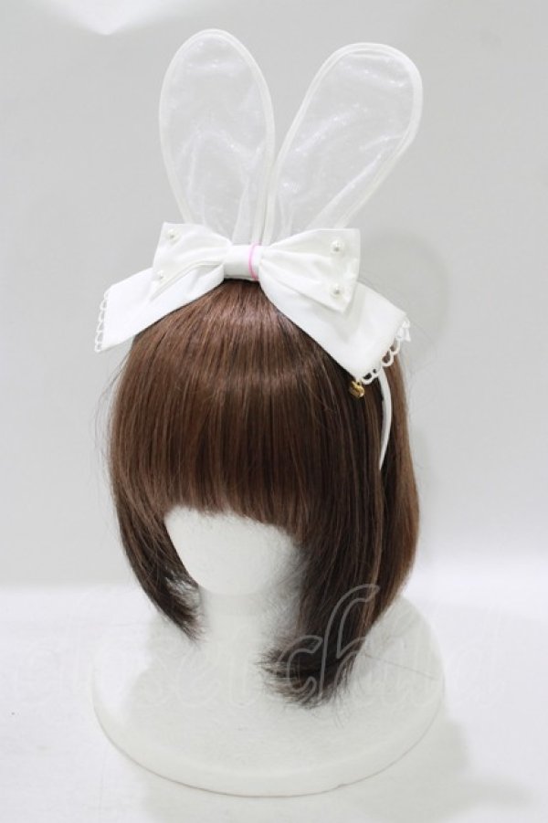 画像1: Angelic Pretty / おしゃまBunnyカチューシャ  オフ H-25-08-20-055-AP-AC-NS-ZH (1)