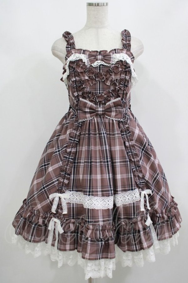 画像1: Angelic Pretty / タータンチェックDreaming Girlジャンパースカート Free ブラウン H-25-08-20-005-AP-OP-NS-ZH (1)