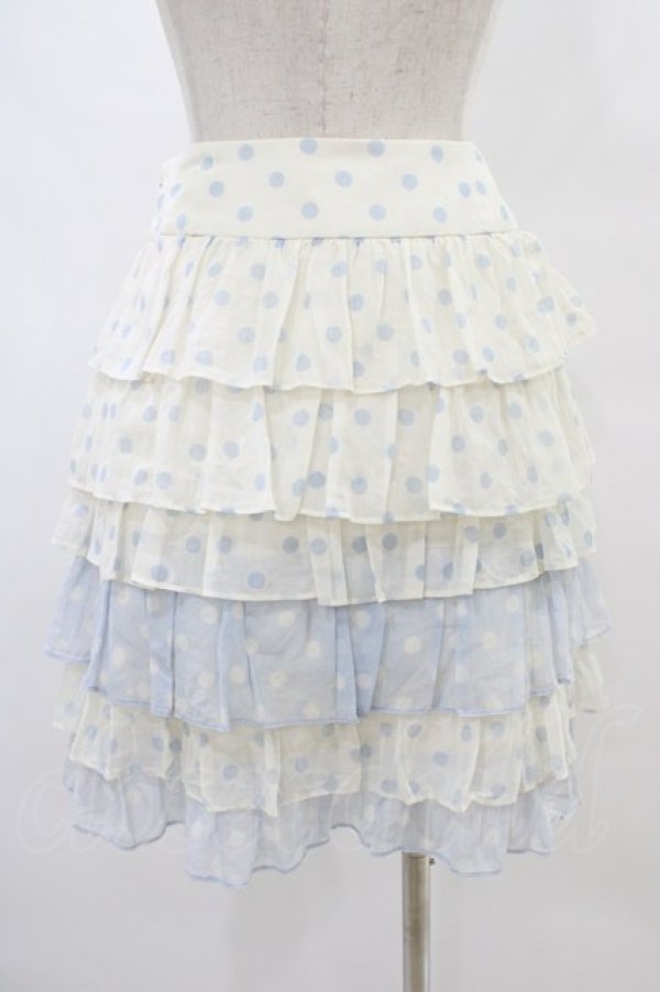 画像2: Jane Marple / ドットフリルスカート  オフ×サックス H-25-08-20-1034-JM-SK-KB-ZH (2)