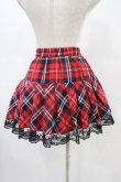 画像2: NieR Clothing / 裾レースチェックスカート  赤 H-25-08-20-1035-PU-SK-KB-ZH (2)