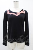 画像1: Emily Temple cute / ベルベットリボンカットソー  黒×ピンク H-25-08-20-1048-ET-TO-KB-ZH (1)