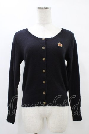 画像: Leur Getter / 王冠刺繍入りニットカーディガン  ブラック H-25-08-20-1052-LU-TO-KB-ZH