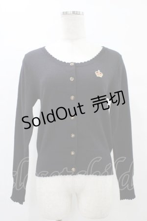 画像: Leur Getter / 王冠刺繍入りニットカーディガン  ブラック H-25-08-20-1052-LU-TO-KB-ZH