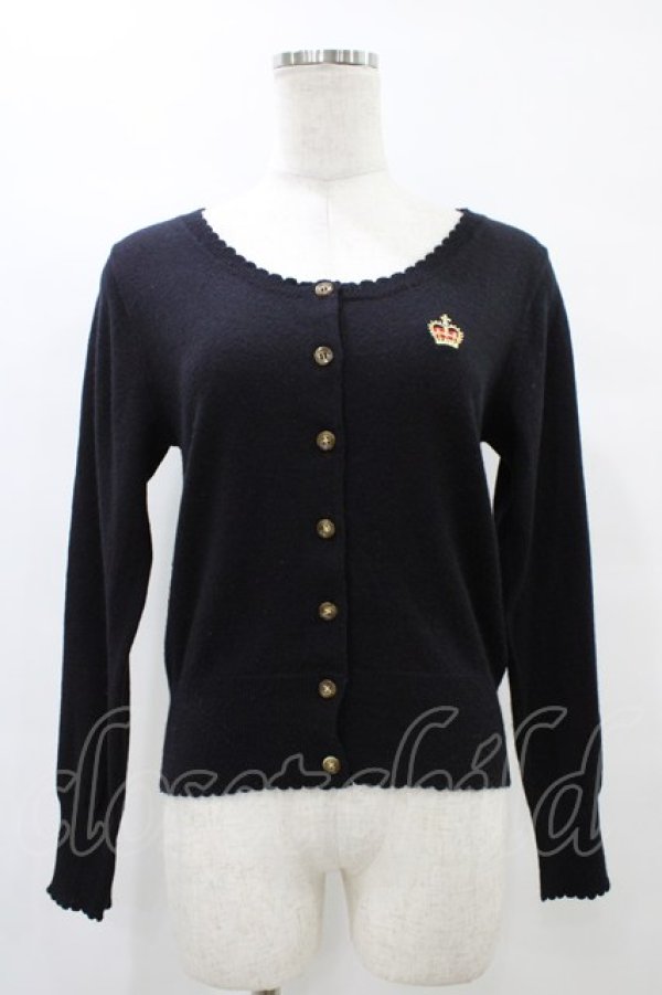 画像1: Leur Getter / 王冠刺繍入りニットカーディガン  ブラック H-25-08-20-1052-LU-TO-KB-ZH (1)