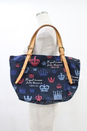 画像: Jane Marple / Royal Crownのトートバッグ  ネイビー H-25-08-20-1012-JM-BG-KB-ZH