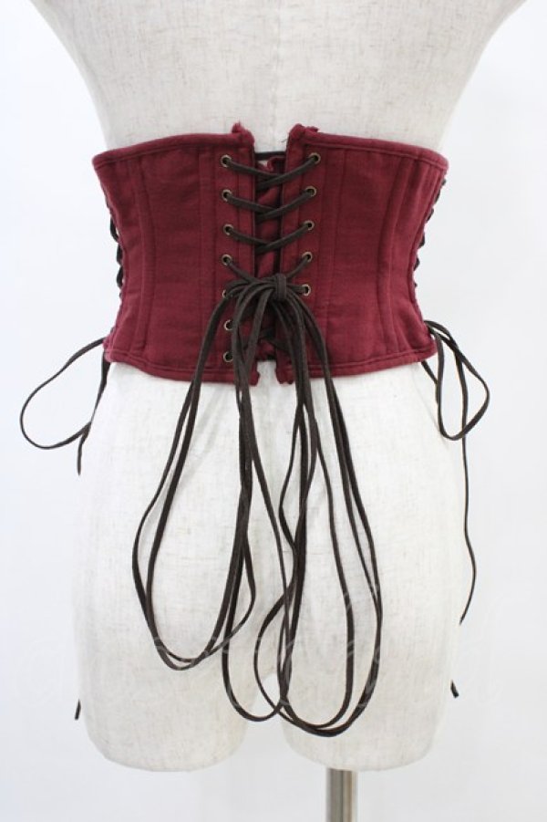 画像2: ATELIER PIERROT / Decay Gauze Corset  ワイン H-25-08-20-1014-EL-TO-KB-ZH (2)