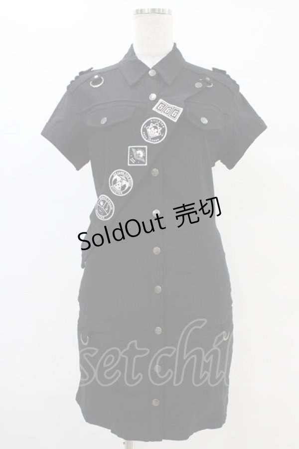 画像1: KILL STAR / ワッペン半袖ワンピース S ブラック H-25-08-20-1026-SL-OP-KB-ZH (1)