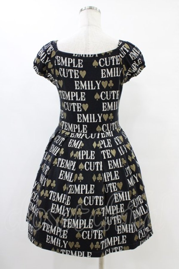 画像2: Emily Temple cute / ロゴ＆トランプウエストリボンカットソーワンピース  黒 H-25-08-20-1027-ET-OP-KB-ZH (2)