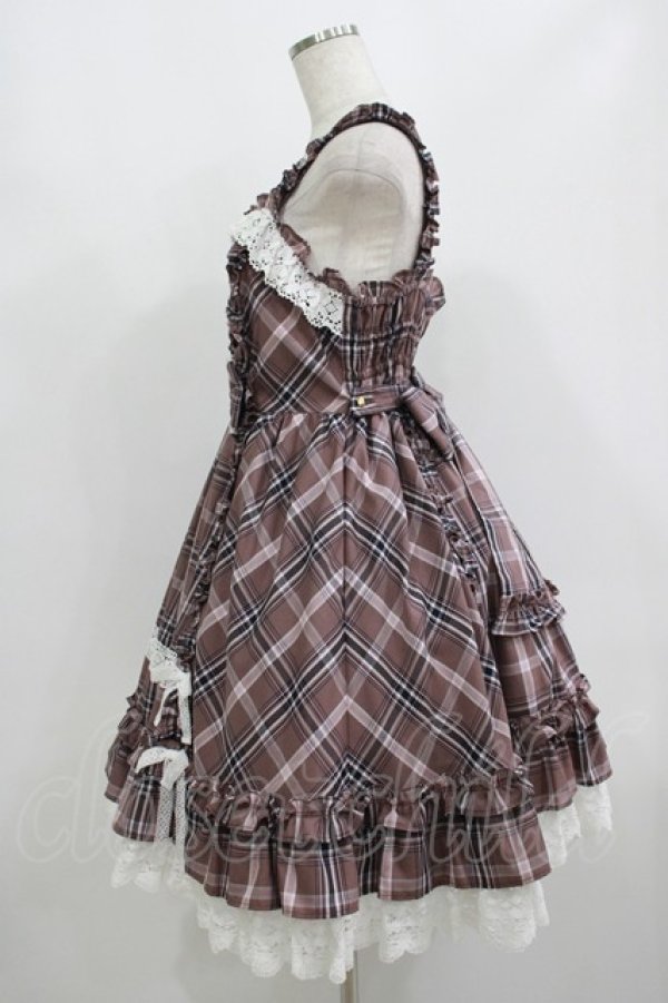 画像2: Angelic Pretty / タータンチェックDreaming Girlジャンパースカート Free ブラウン H-25-08-20-005-AP-OP-NS-ZH (2)