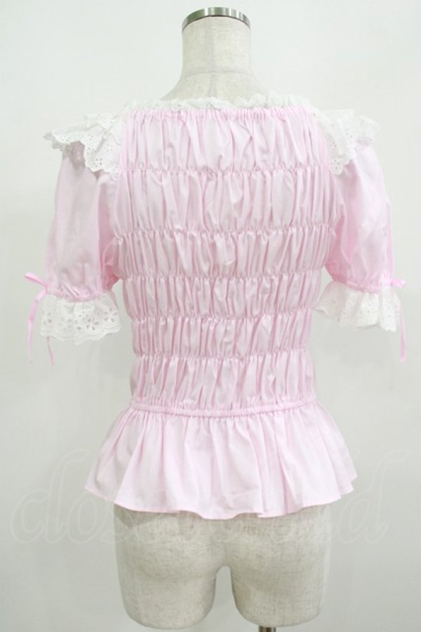 画像3: Angelic Pretty / シャーリングオフショルダーブラウス Free ダークピンク H-25-08-20-078-AP-BL-NS-ZH (3)