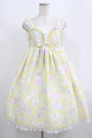 画像: Angelic Pretty / Fluffy Puff BunnyジャンパースカートSet Free イエロー H-25-08-20-007-AP-OP-NS-ZH