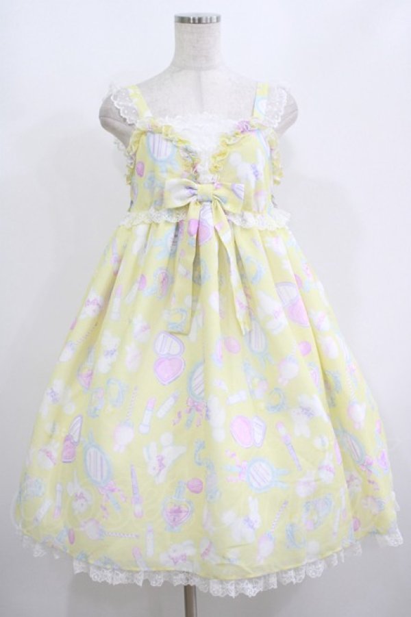画像1: Angelic Pretty / Fluffy Puff BunnyジャンパースカートSet Free イエロー H-25-08-20-007-AP-OP-NS-ZH (1)