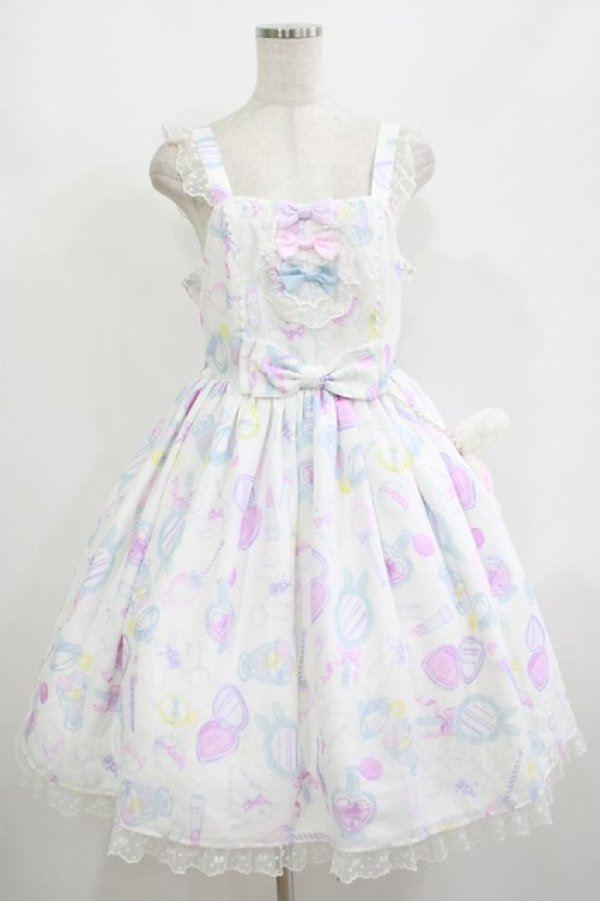 画像1: Angelic Pretty / Fluffy Puff Bunnyジャンパースカート Free オフ H-25-08-20-008-AP-OP-NS-ZH (1)