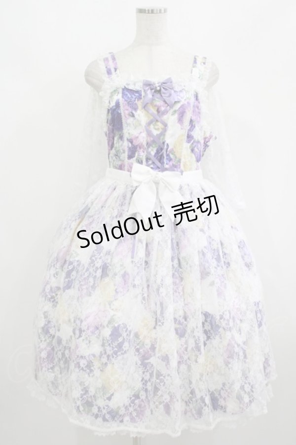 画像1: metamorphose / 【プラスサイズ】フラワーレースリボンドレス プラスサイズ ラベンダー H-25-08-20-010-ME-OP-NS-ZH (1)