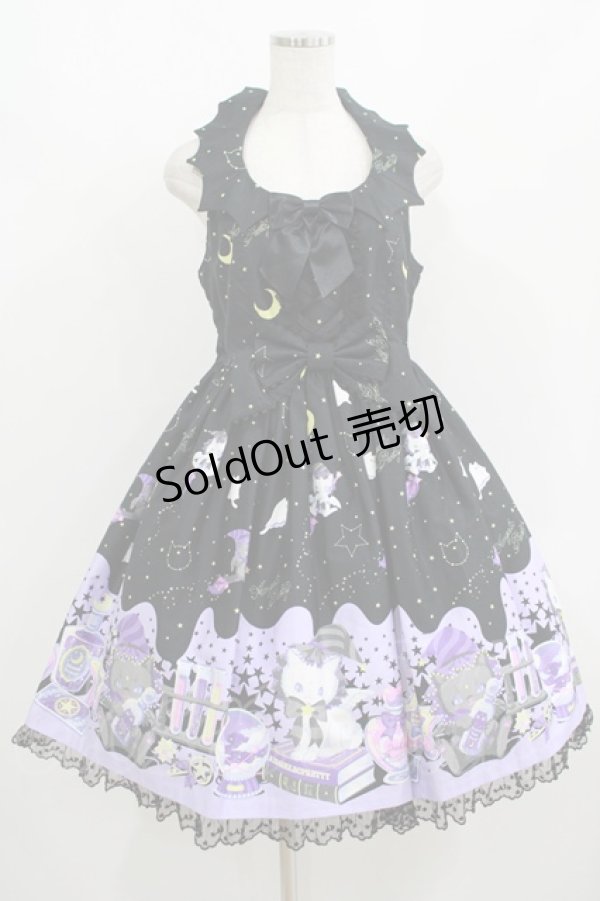 画像1: Angelic Pretty / Magical Milk Catsジャンパースカート Free ブラック H-25-08-20-002-AP-OP-NS-ZH (1)