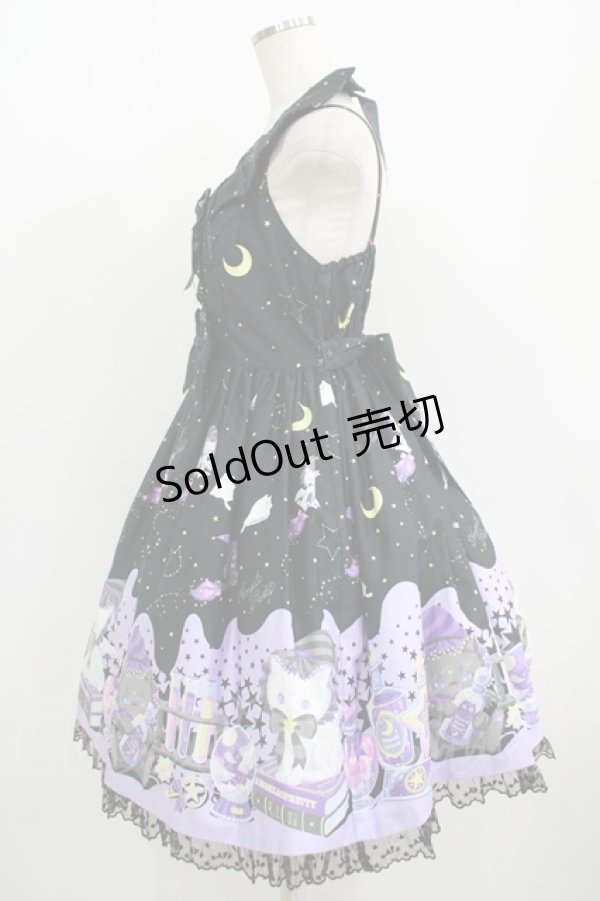 画像2: Angelic Pretty / Magical Milk Catsジャンパースカート Free ブラック H-25-08-20-002-AP-OP-NS-ZH (2)