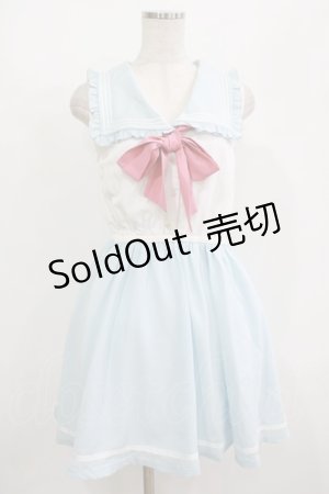 画像: TRALALA byLIZ LISA / セーラーノースリーブワンピース Free オフ/サックス H-25-08-21-039-LO-OP-NS-ZH