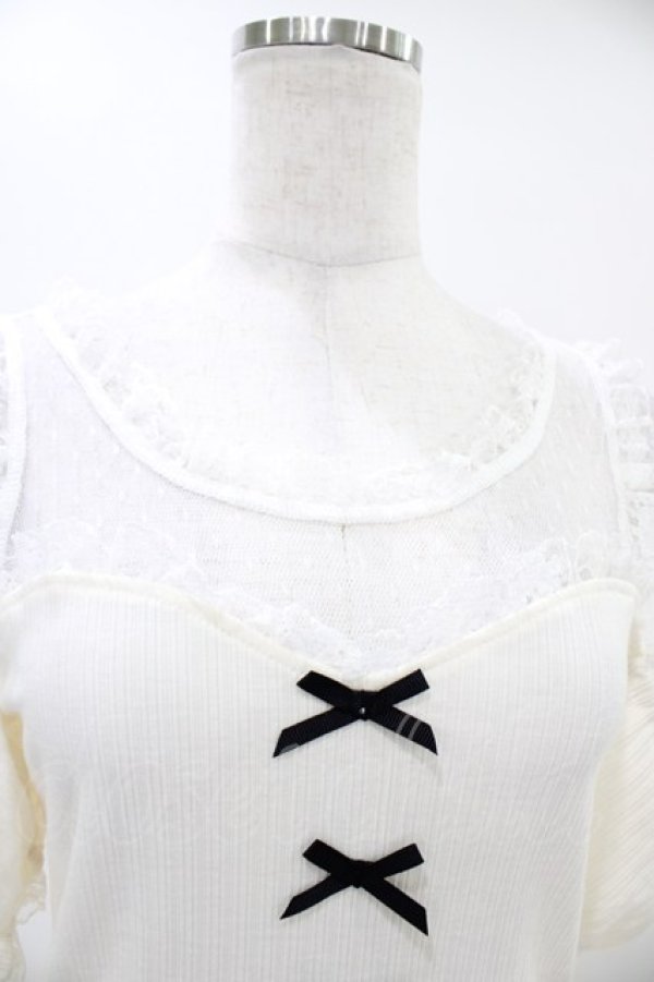 画像3: Ank Rouge / チュール切り替え肩開きトップス M アイボリー H-25-08-21-1041-CA-TO-NS-ZH (3)