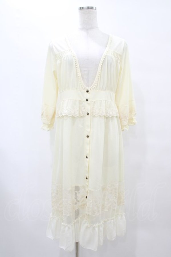 画像1: axes femme / 透けレースロングカーディガン M 生成り H-25-08-21-1055-AX-TO-NS-ZH (1)