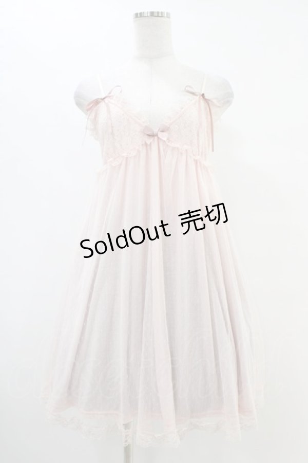 画像1: Ank Rouge / ドットチュールキャミワンピース M ピンク H-25-08-21-1016-CA-OP-NS-ZH (1)