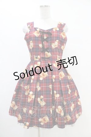 画像: Ank Rouge / テディ柄スピンドルワンピース M ワイン H-25-08-21-1021-CA-OP-NS-ZH