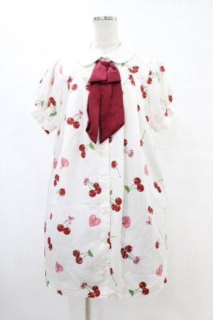 画像: Ank Rouge / Lacy Heart Cherryシャツワンピース M オフ H-25-08-21-1003-CA-OP-NS-ZH