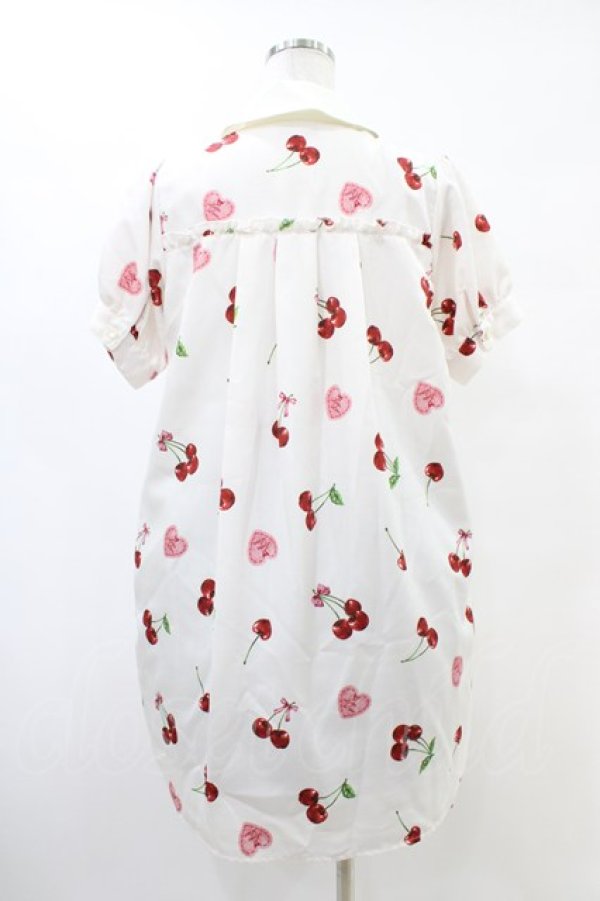 画像2: Ank Rouge / Lacy Heart Cherryシャツワンピース M オフ H-25-08-21-1003-CA-OP-NS-ZH (2)