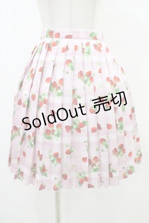 画像: Ank Rouge / ストロベリープリントプリーツスカート M ピンク H-25-08-21-1037-CA-SK-NS-ZH