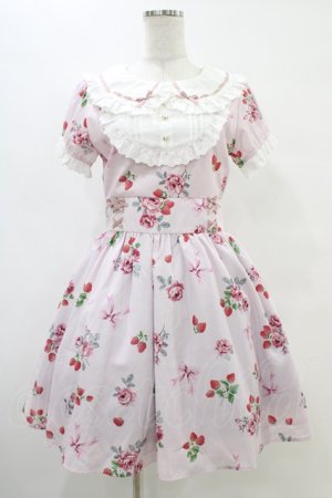 画像: Ank Rouge / ストロベリーローズリボンワンピース M ピンク H-25-08-21-1004-CA-OP-NS-ZH