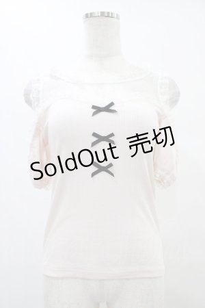 画像: Ank Rouge / チュール切り替え肩開きトップス M ピンク H-25-08-21-1040-CA-TO-NS-ZH