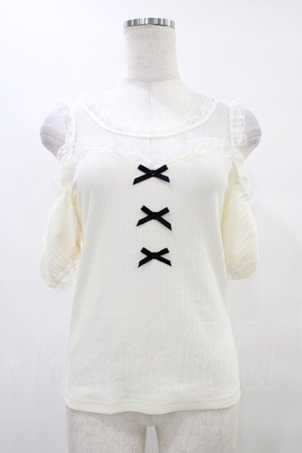 画像1: Ank Rouge / チュール切り替え肩開きトップス M アイボリー H-25-08-21-1041-CA-TO-NS-ZH (1)