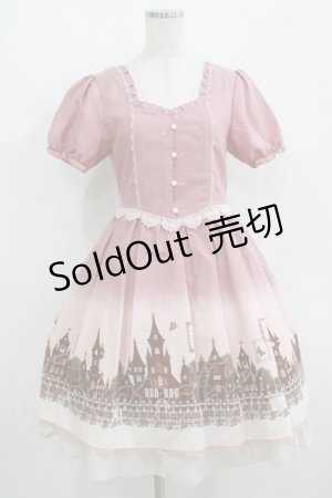 画像: axes femme / グラデーションお城柄ワンピース M ピンク H-25-08-21-007-AX-OP-NS-ZH