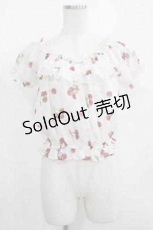 画像: Ank Rouge / ハートロゴギンガムチェリーシフォンフリルトップス M ピンク H-25-08-21-062-CA-TO-NS-ZH