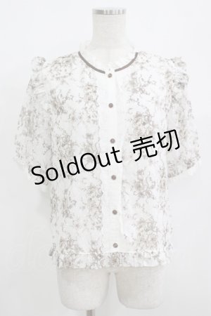 画像: axes femme / ブーケ線画柄ドットドビーブラウス M オフ/ブラウン H-25-08-21-069-AX-BL-NS-ZH
