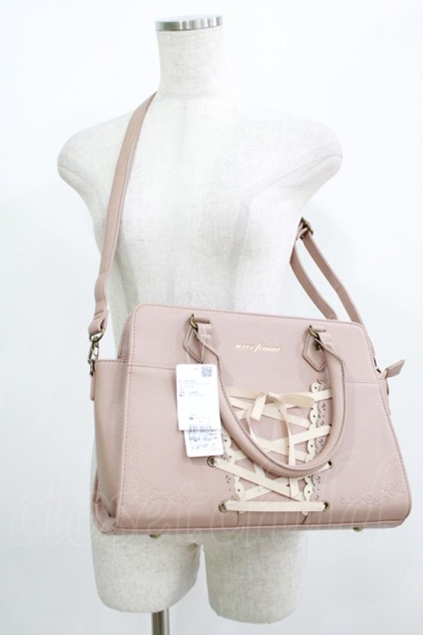 画像1: axes femme / レースアップ2Wayバッグ  アワピンク H-25-08-21-078-AX-BG-NS-ZH (1)