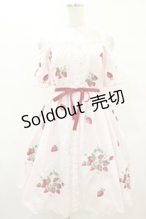 画像: Ank Rouge / ストロベリー刺繍オフショルワンピース M ピンク H-25-08-22-1014-CA-OP-NS-ZH