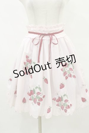 画像: Ank Rouge / ストロベリー刺繍ローンスカート M ピンク H-25-08-22-1033-CA-SK-NS-ZH
