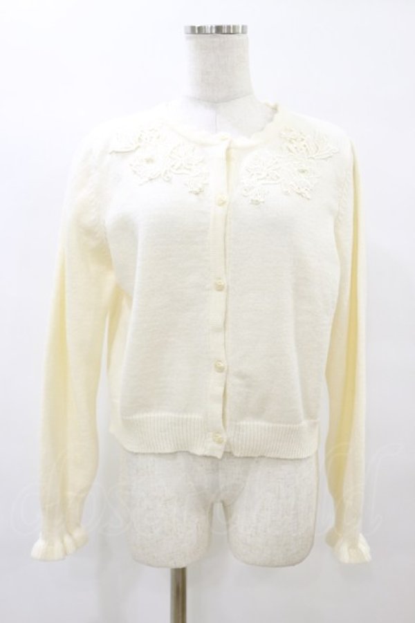 画像1: m petit by misako / AM バラレースニットカーディガン LL オフ H-25-08-22-1039-LO-TO-NS-ZH (1)