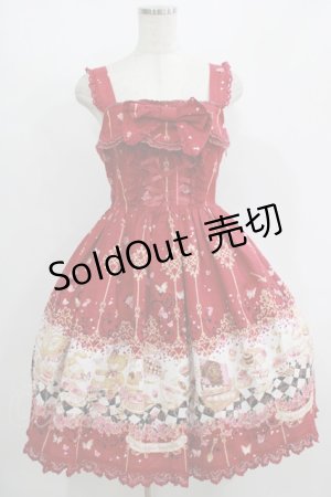画像: BABY,THE STARS SHINE BRIGHT / Clockwork tea party柄ルミエールジャンパースカート Free ローズティー(エンジ×エンジレース) H-25-08-23-001-BA-OP-NS-ZH
