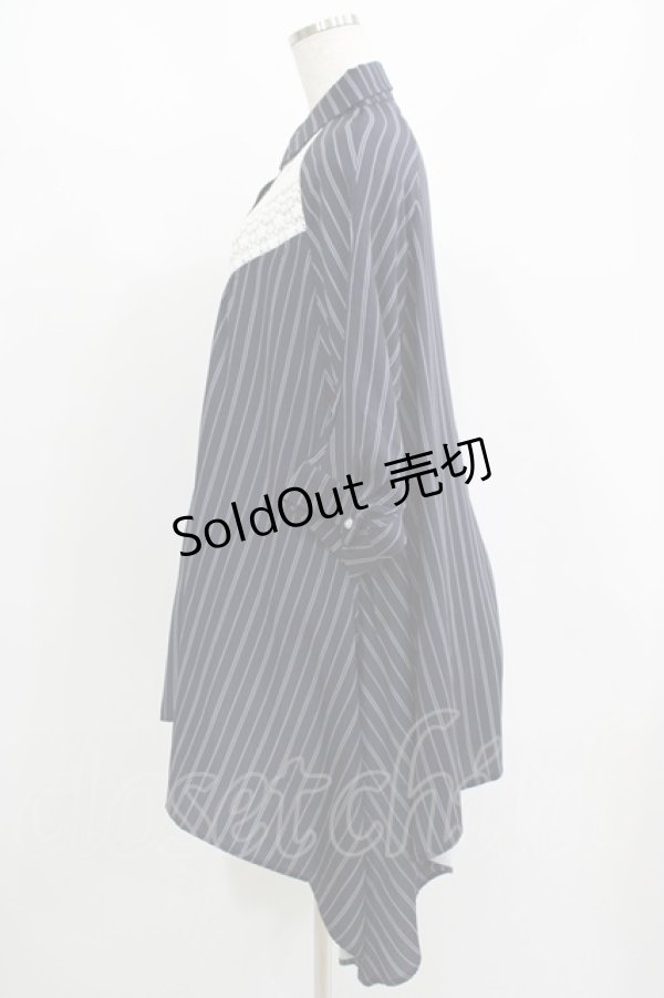 画像2: axes femme / ストライプシャツワンピース M ネイビー H-25-08-23-024-AX-TO-NS-ZH (2)