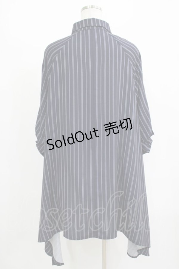 画像3: axes femme / ストライプシャツワンピース M ネイビー H-25-08-23-024-AX-TO-NS-ZH (3)