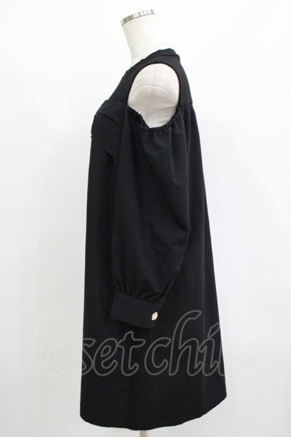 画像2: axes femme POETIQUE / リボンデザイン肩あきワンピース M ブラック H-25-08-23-027-AX-OP-NS-ZH (2)