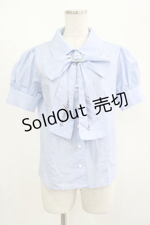 画像: Ank Rouge / ゴシックロゴブラウス M サックス H-25-08-23-041-CA-BL-NS-ZH