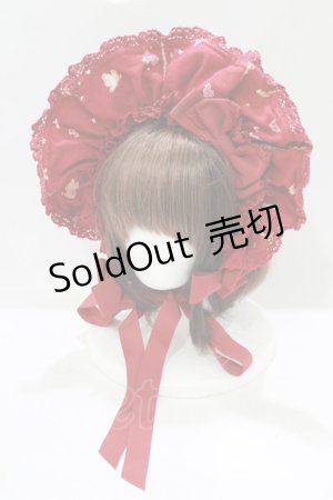 画像: BABY,THE STARS SHINE BRIGHT / Clockwork tea party柄ボンネット  ローズティー(エンジ×エンジレース) H-25-08-23-076-BA-AC-NS-ZH